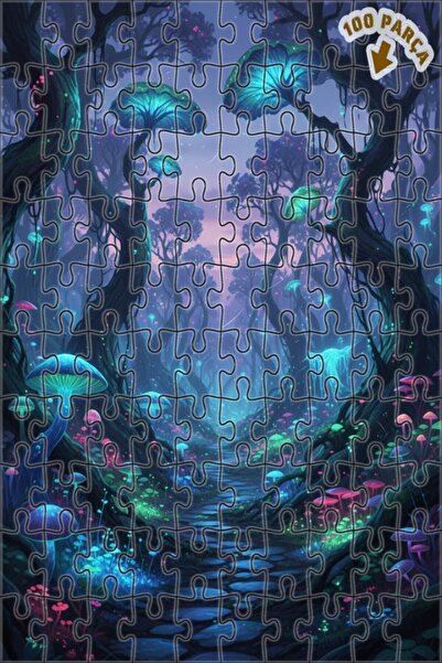 Teona Ahşap لغز خشبي مؤطر بطبقتين من فطر الغابة السحرية 100 قطعة 25x25