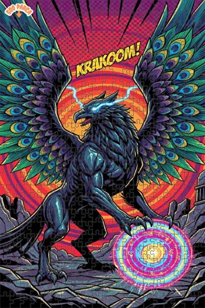 Teona Ahşap Magical Eagle Claw Line Art Double Layer Framed Wooden Puzzle 500...