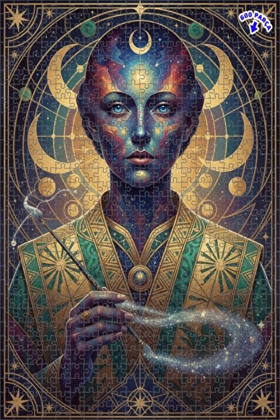 Teona Ahşap لوحة فنية لوجه الكون الغامض مطبوعة بالزيت مع إطار خشبي مزدوج الطب...