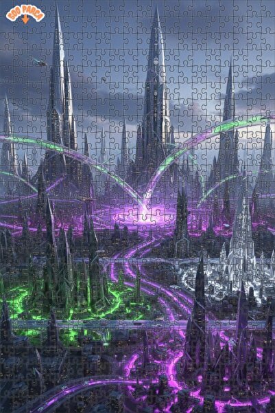 Teona Ahşap لغز خشبي بإطار مزدوج الطبقات بمظهر فني رقمي لمناظر المدينة المستق...