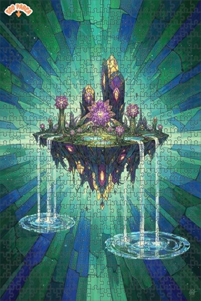 Teona Ahşap لغز خشبي مؤطر بطبقتين من جزيرة الكريستال الغامضة 500 قطعة 50x30