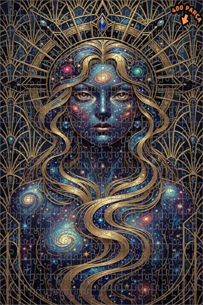 Teona Ahşap Goddess of the Galaxy Art Deco Art Print Look Double Layer Framed...