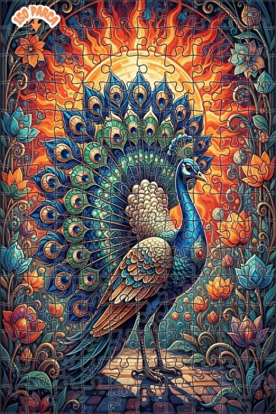 Teona Ahşap Majestic Peacock Watercolor Look Wooden Puzzle 150 Pieces 20X30