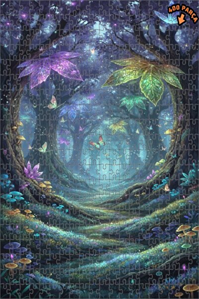 Teona Ahşap لغز خشبي مؤطر بطبقتين بمظهر لوحة زيتية لفراشات الغابة السحرية 400...