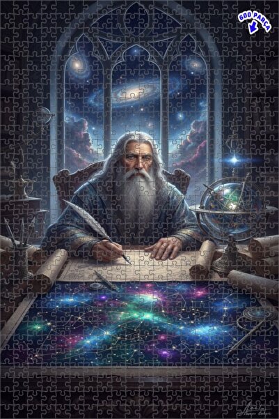 Teona Ahşap لوحة زيتية لخريطة الكون للرجل الحكيم السحري، لغز خشبي بإطار مزدوج...