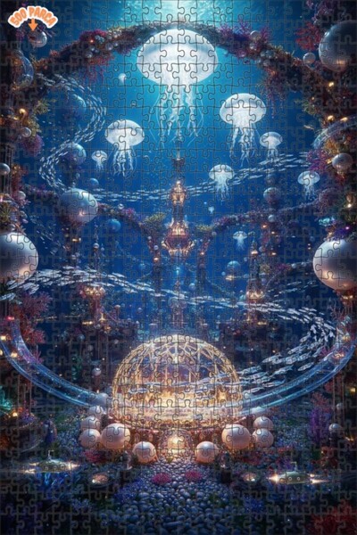 Teona Ahşap لغز خشبي بإطار مزدوج الطبقات لمدينة أتلانتس تحت البحر 500 قطعة 50x30