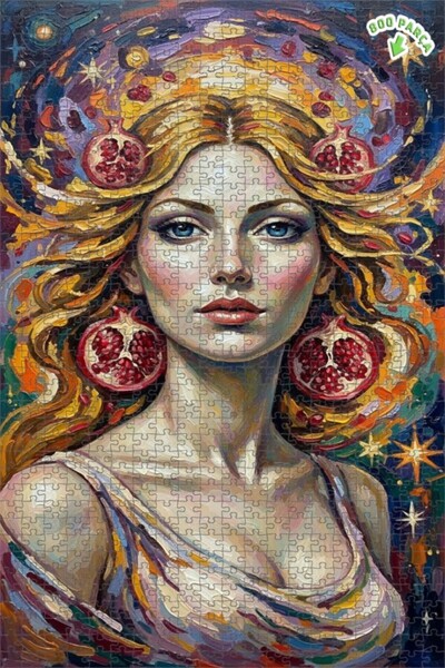 Teona Ahşap لغز خشبي للنساء بمظهر لوحة زيتية مع حبات الرمان، لغز خشبي بإطار م...