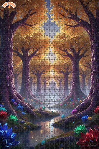 Teona Ahşap لغز خشبي مؤطر بطبقتين على شكل غابة كريستالية زهرية 500 قطعة 50×30