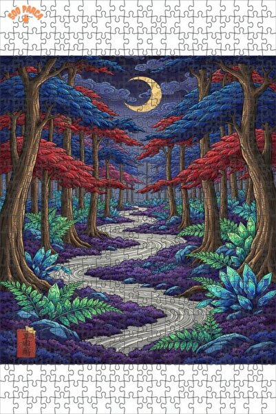 Teona Ahşap لغز خشبي بإطار مزدوج الطبقات بتصميم غابة غامضة وضوء القمر 500 قطع...