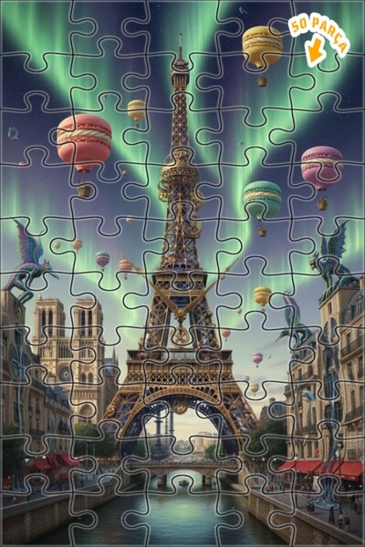 Teona Ahşap بالونات ماجون باريس السحرية الليلية وغزالة ذات طابقين، لغز خشبي م...