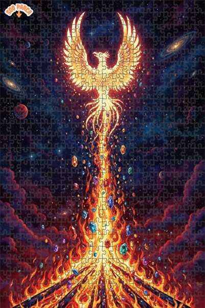 Teona Ahşap لغز خشبي بإطار مزدوج الطبقات من Rising Phoenix Fire Crystal Art 5...