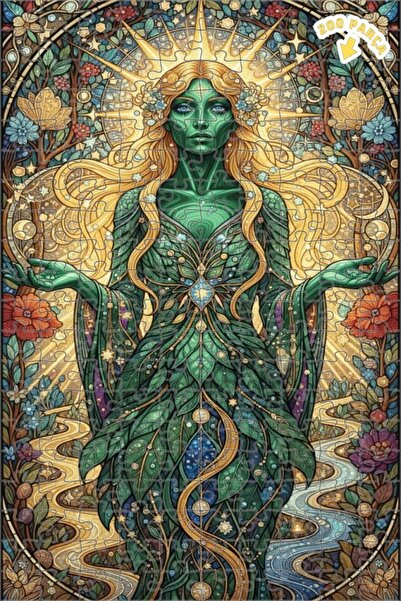 Teona Ahşap لغز خشبي بإطار ذو طابقين بمظهر عمل فني للآلهة الخضراء 200 قطعة 25x35