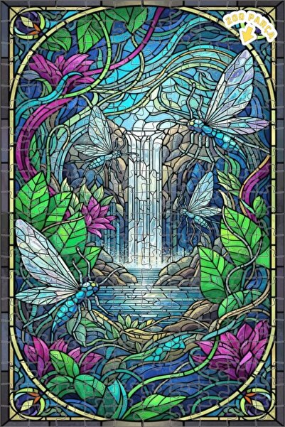 Teona Ahşap لغز خشبي فني من الزجاج الملون على شكل شلال سحري 200 قطعة 25x35