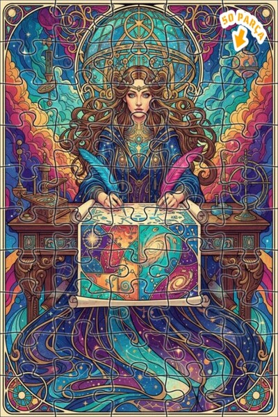 Teona Ahşap لغز خشبي مؤطر بطبقتين بتصميم فني يصور امرأة حكيمة كونية قديمة، 50...