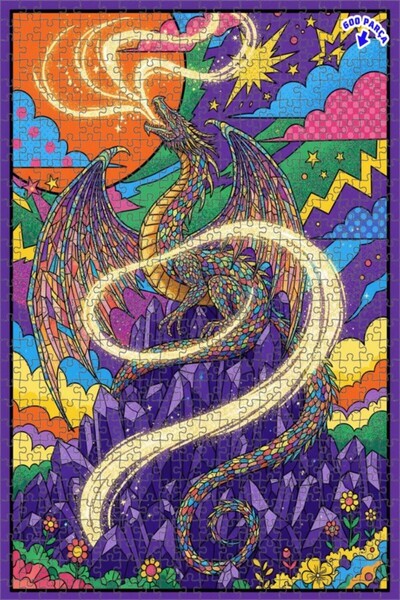 Teona Ahşap لوحة فنية خشبية مؤطرة بطبقتين على شكل تنين سحري 600 قطعة 50×35