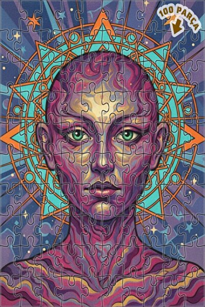 Teona Ahşap لغز خشبي بإطار مزدوج الطبقات بتصميم بوابة سايكيديليك بمظهر لوحة ز...