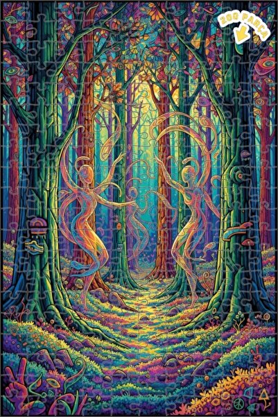 Teona Ahşap لوحة فنية لراقصي الغابة السحرية بمظهر لوحة زيتية، لغز خشبي بإطار ...