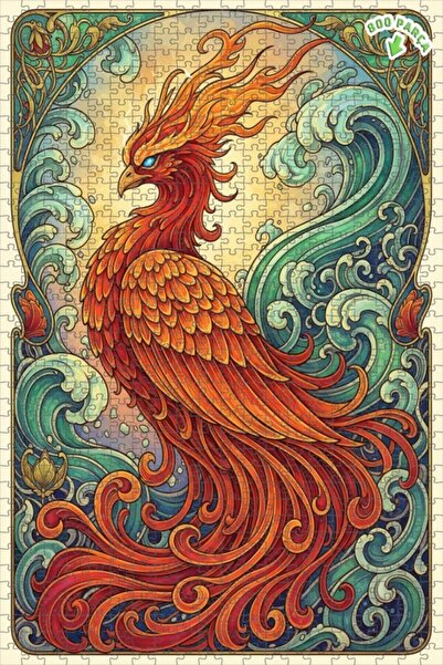 Teona Ahşap لغز خشبي بإطار مزدوج الطبقات بمظهر لوحة مائية لطائر العنقاء المضي...