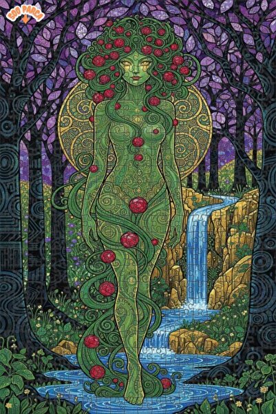 Teona Ahşap لغز خشبي بإطار مزدوج الطبقات بمظهر لوحة مائية لجنية الغابة الخضرا...