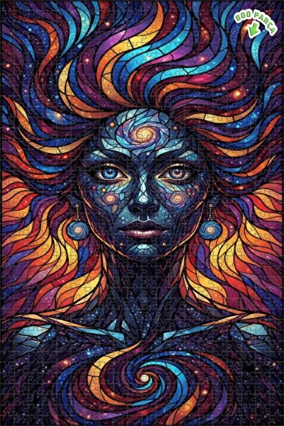 Teona Ahşap لغز خشبي بمظهر الزجاج الملون للنساء من كوزميك 800 قطعة 70x50