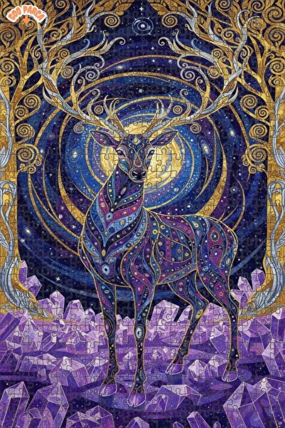 Teona Ahşap لغز خشبي مزدوج الطبقات بإطار منقوش بتصميم الغزلان السحري 500 قطعة...