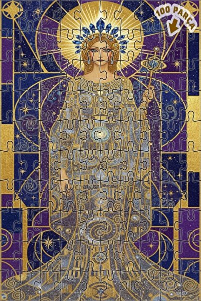 Teona Ahşap لغز خشبي مؤطر بطبقتين على طراز غوستاف كليمت بتصميم فني تجريدي ذهب...