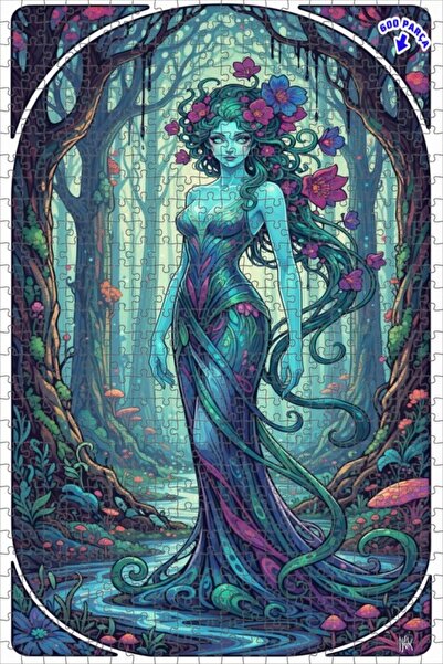 Teona Ahşap لغز خشبي بإطار مزدوج الطبقات من فن جنية الغابة 600 قطعة 50x35