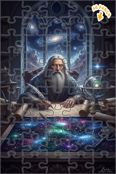 Teona Ahşap لوحة زيتية لخريطة الكون للرجل الحكيم السحري، لغز خشبي بإطار مزدوج...