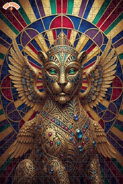 Teona Ahşap لغز خشبي بإطار مزدوج الطبقات بتصميم فني لـ "النمر ذو الأجنحة الذه...