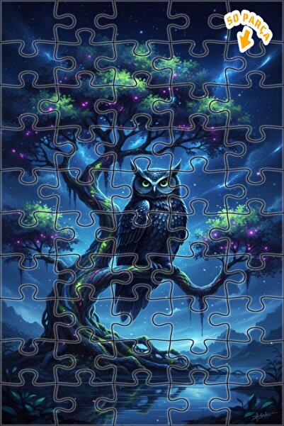 Teona Ahşap لغز خشبي مؤطر بطبقتين على شكل بومة حكيمة من الغابة الغامضة 50 قطع...