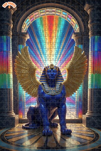 Teona Ahşap لغز خشبي مؤطر بطبقتين على شكل أبو الهول الأزرق الغامض 500 قطعة 50x30