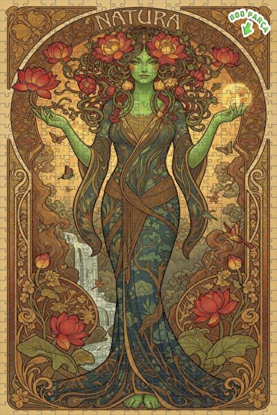 Teona Ahşap لوحة فنية بتصميم آرت نوفو بمظهر الزيت الطبيعي، لغز خشبي بإطار ذو ...