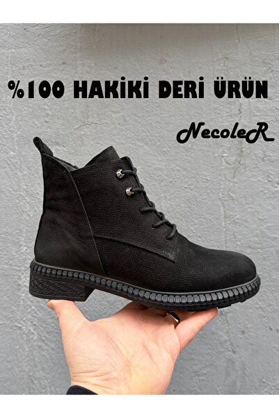 Neco Genuine Nubuck Leather Women's Short Boots, Anti-Slip Sole with Zipper (...