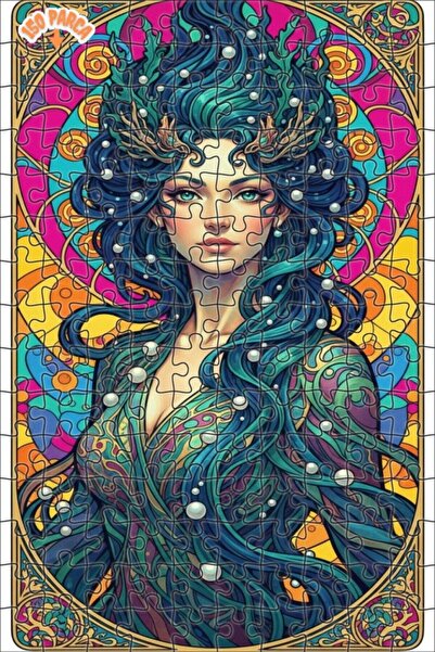 Teona Ahşap لغز خشبي بتصميم فن الآرت نوفو بمظهر لوحة زيتية لحورية البحر السحر...