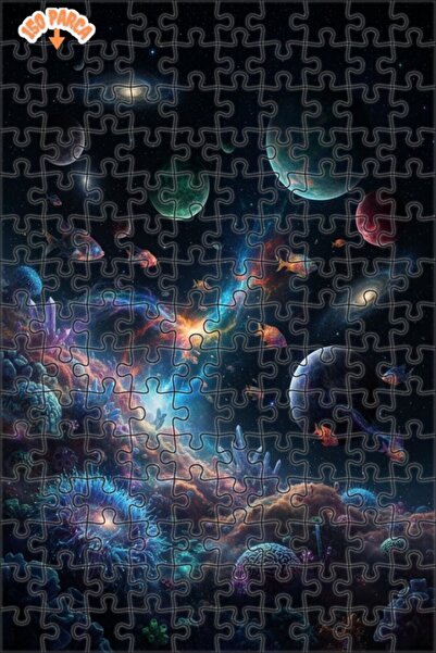 Teona Ahşap لغز خشبي رائع على شكل أسماك فضائية وسديم ملون مكون من طبقتين 150 ...