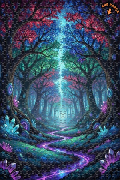 Teona Ahşap لغز فني بتصميم غابة سحرية ونهر كريستالي بمظهر لوحة زيتية 400 قطعة...