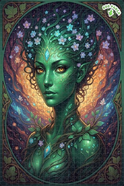 Teona Ahşap لغز خشبي بإطار مزدوج الطبقات بمظهر لوحة زيتية يشبه الجنة الخضراء،...