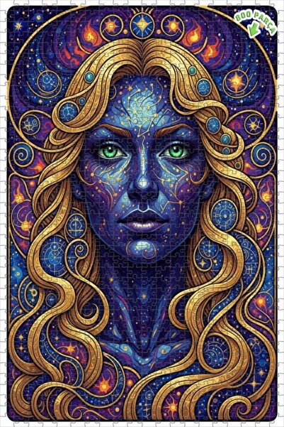 Teona Ahşap لوحة فنية نسائية كونية بمظهر الألوان المائية، لغز خشبي بإطار مزدو...