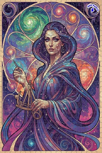 Teona Ahşap لغز فني للنساء بمظهر الرسم المائي الكوني 600 قطعة 50×35