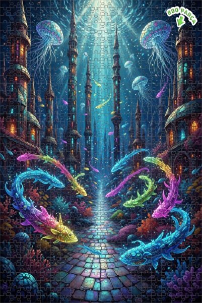 Teona Ahşap لغز قلعة تحت البحر الرائعة 800 قطعة 70×50