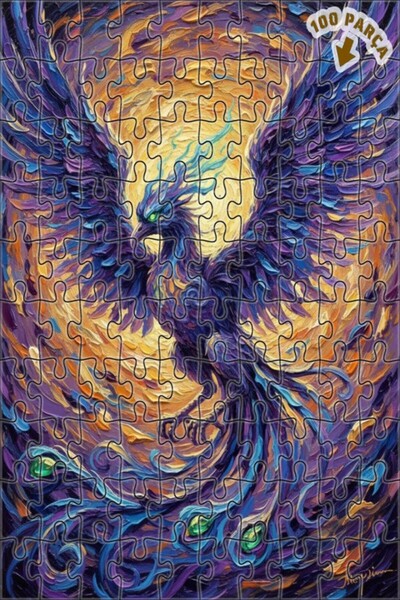 Teona Ahşap لغز خشبي مؤطر بطبقتين بمظهر لوحة زيتية لطائر الفينيق السحري 100 ق...