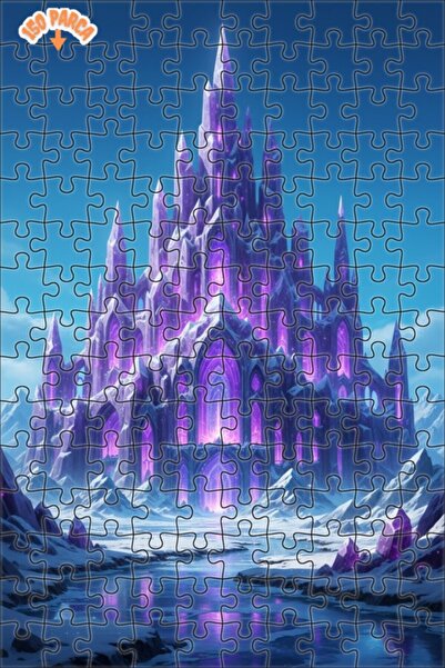 Teona Ahşap Magical Crystal Castle Oil Painting Look Double-Deck Framed Woode...