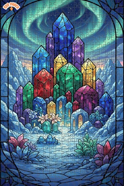 Teona Ahşap Crystal City Dream Glass Mosaic Art Double Deck Framed Wooden Puz...