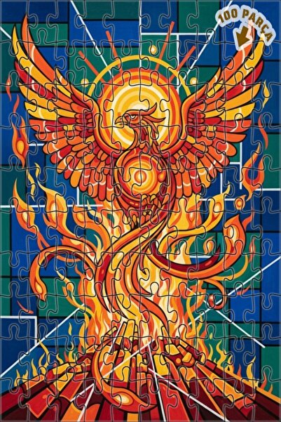 Teona Ahşap لغز خشبي مُشكل بالليزر على شكل طائر الفينيق الخيالي بمظهر الزيت، ...