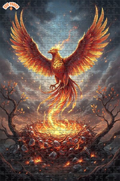 Teona Ahşap Mystical Phoenix the Rise of Fire Oil Painting Double-Deck Framed...
