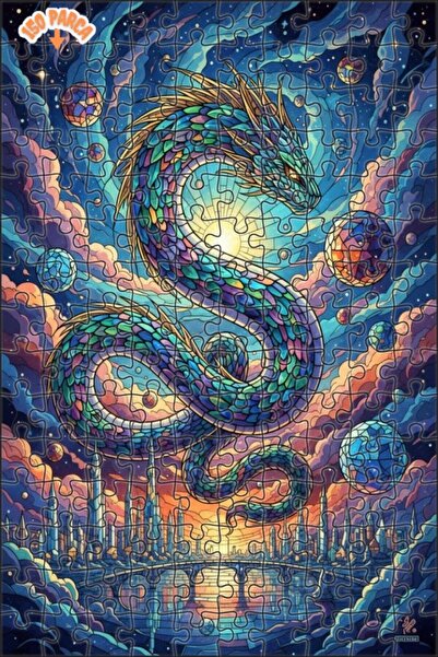 Teona Ahşap Dragon of the Sky Mosaic Look Wooden Puzzle 150 Pieces 20X30