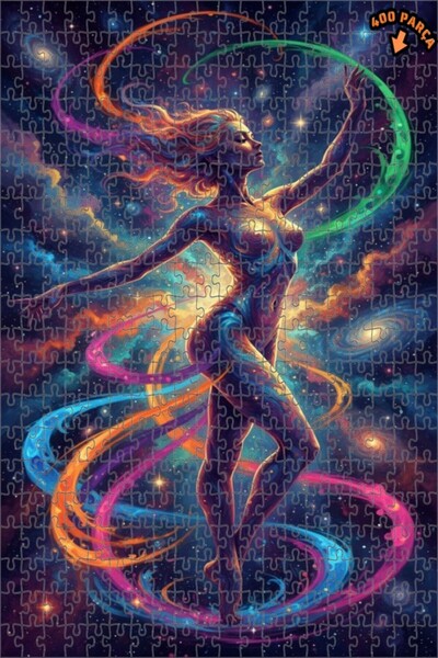 Teona Ahşap لوحة فنية حديثة بتصميم رقصة الكون بمظهر اللوحات الزيتية، لغز خشبي...