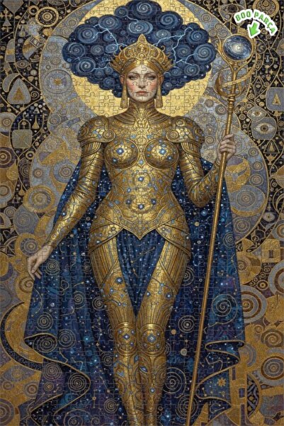 Teona Ahşap لغز خشبي فني بمظهر لوحة زيتية لملكة الكون المدرعة بالذهب 800 قطعة...