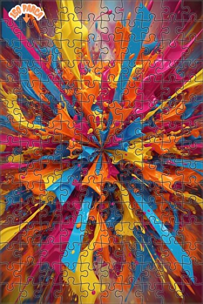 Teona Ahşap Exploding Colorful Oil Painting Look Modern Double-Decker Framed ...