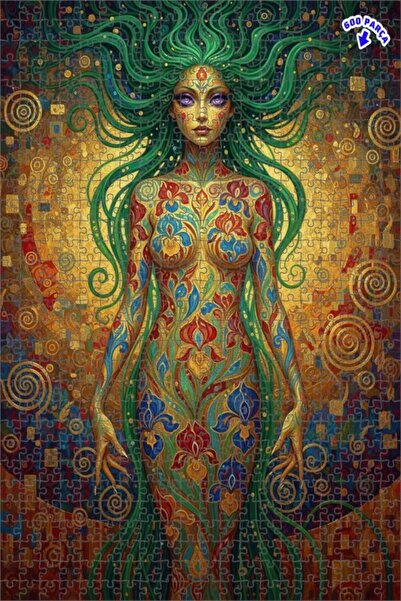 Teona Ahşap لوحة زيتية لشكل امرأة بنمط زهرة ذهبية، لغز خشبي بإطار مزدوج الطبق...